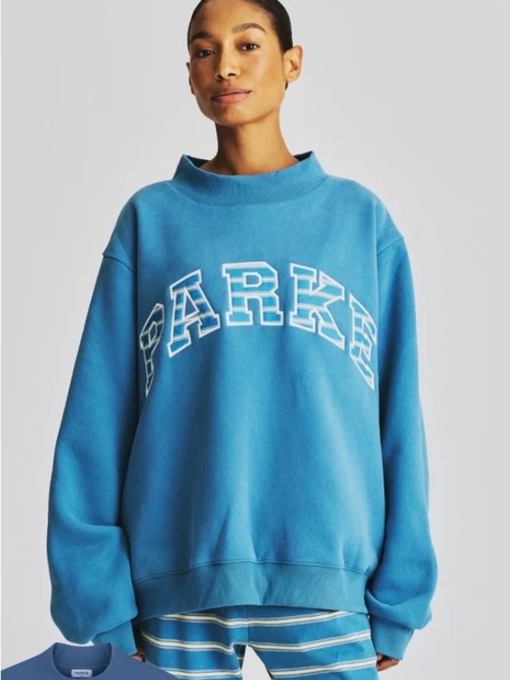 Parker Blue Mock-Neck Logo Sweatshirt